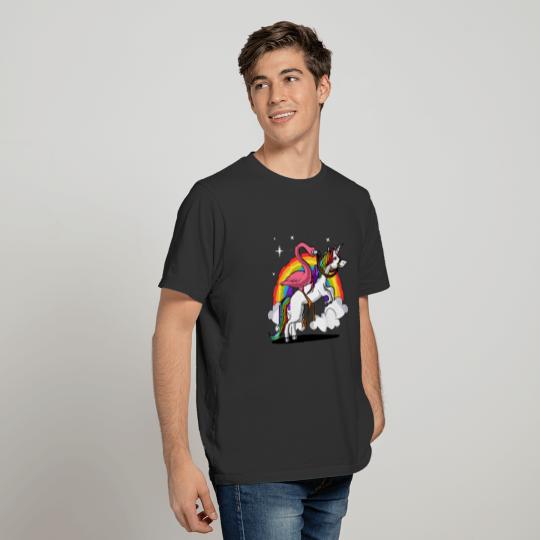 Flamingo And Unicorn Graphic T shirt T-shirt