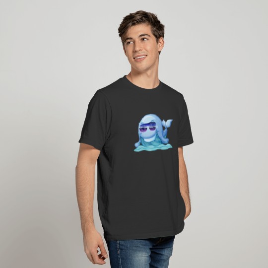 Cool big Whale with sunglasses chilling on a wave T-shirt