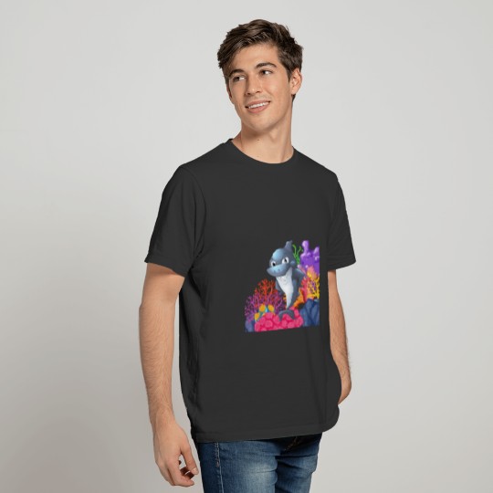 Smiling Shark in the coral riff T-shirt