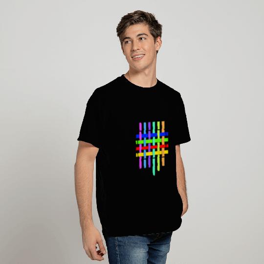 Criss cross palette color checkered cross-stitched T Shirts