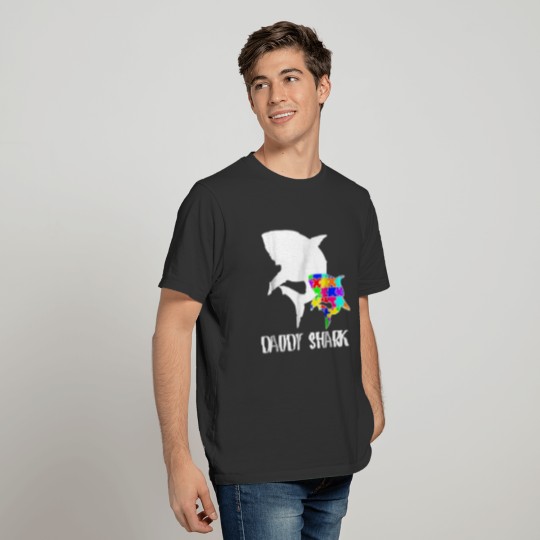 Daddy Shark Autism Awareness T Shirts For Dad Fathe