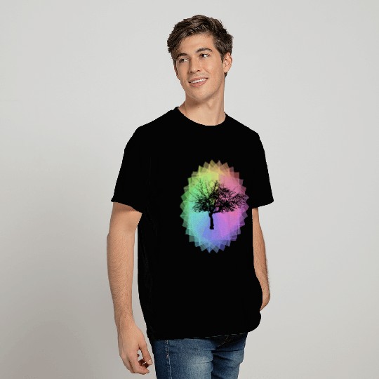 rainbow tree silhouette colorful - present idea T Shirts
