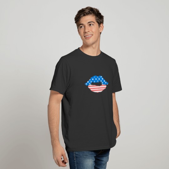 USA Flag Lipstick 4th of July Drinking Top T-shirt