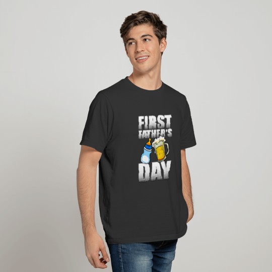 First Father's Day Gifts Beer Baby Bottle Dad T Shirts