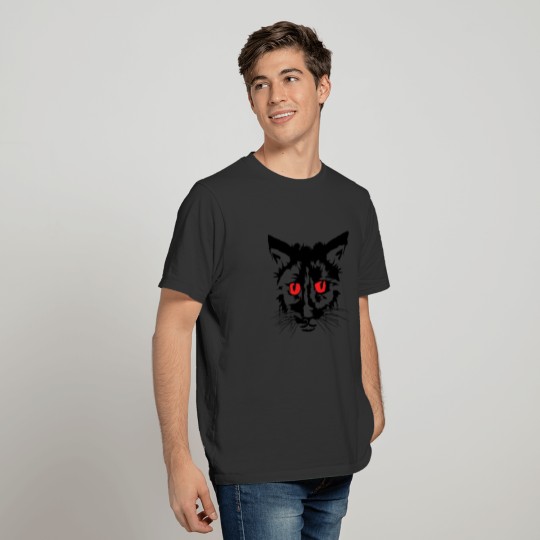 Spooky Black Halloween Cat, Creepy Red Eyes Bad T Shirts