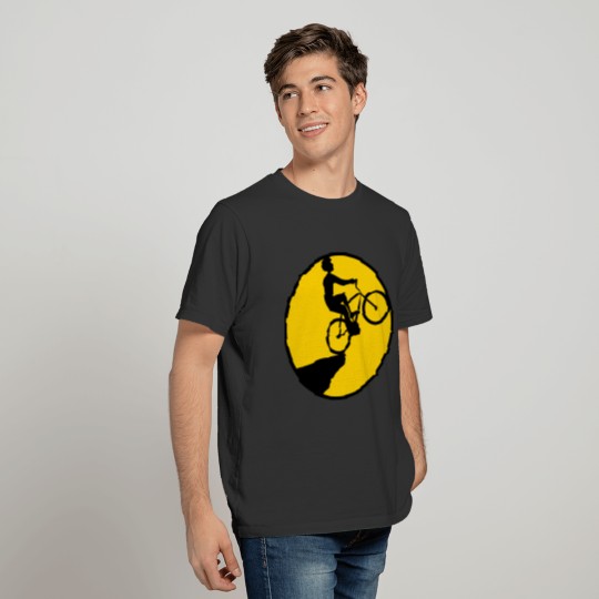 moon cliff jumping stunt circle round night cyclis T-shirt