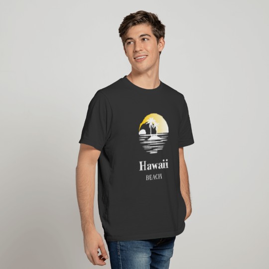 Hawaii beach island with palm trees white T Shirts