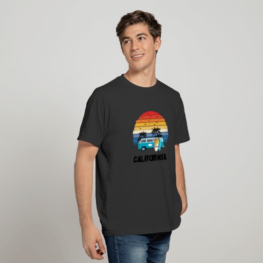 California Retro Yellow Sun Beach Surfer Gift T Shirts.