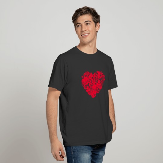 Cute Flower Red Heart Floral Valentines Day Love T-shirt