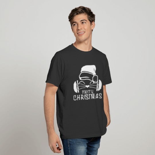 Music DJ Merry Christmas Cat Saying Funny Gift T-shirt