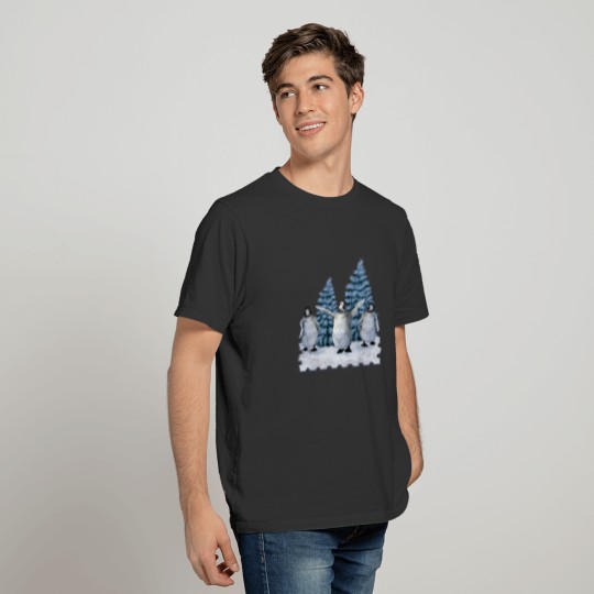 Funny penguin baby in a winter landscape T-shirt