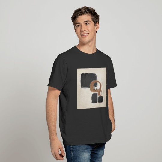 Retro Abstract Design in Cinnamon and Charcoal T-shirt