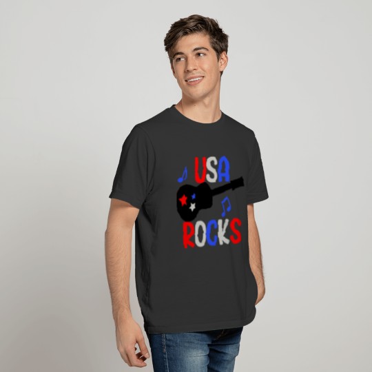 USA Rocks 4th of July Guitar Patriotic T-shirt
