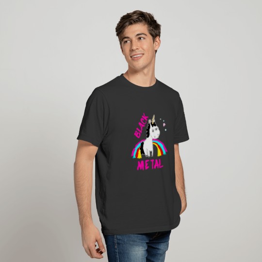 Black Metal Unicorn Rainbow T Shirts