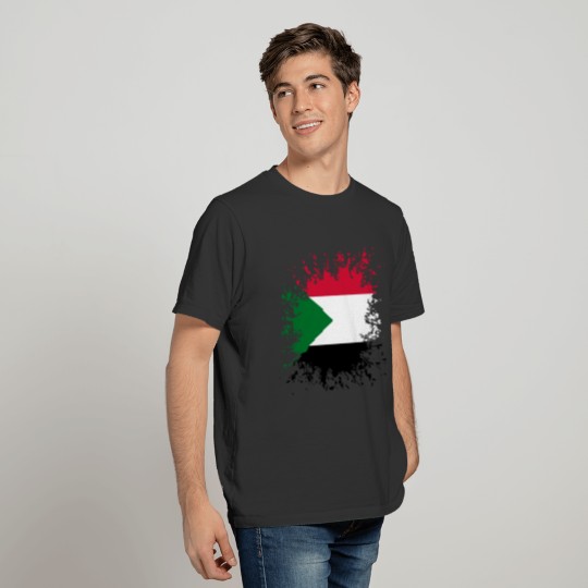 Sudan flag paint splashes T-shirt