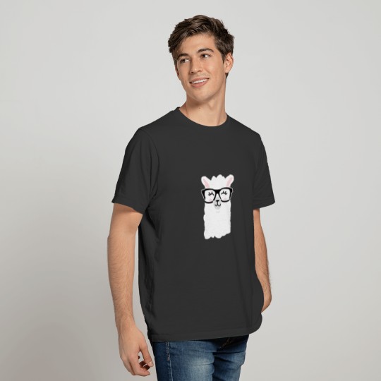 Llama Cute Nerd Cool Alpaca Pet Glasses T-shirt