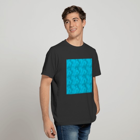 Abstract Pattern Ice Blue Check Square T-shirt