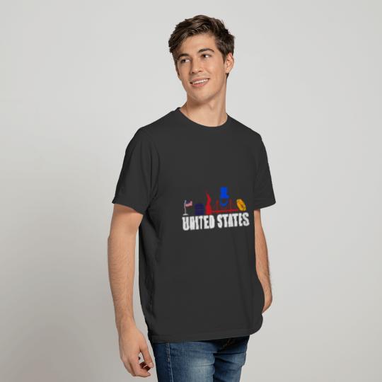 Countries United States US Icons Souvenir Gift T-shirt