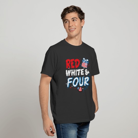 red white and four 4th of July Toddler birthday T-shirt