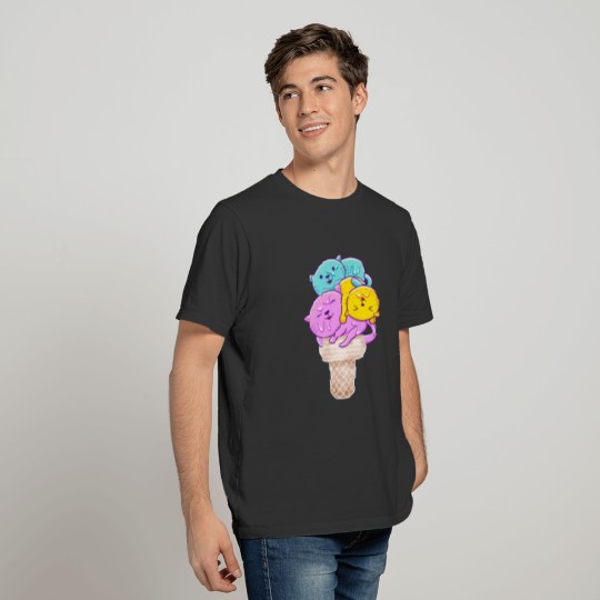 Cute Funny Cats Ice Cream Cone T-shirt