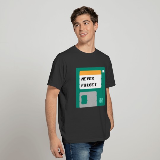 Floppy Disk Never Forget green T-shirt