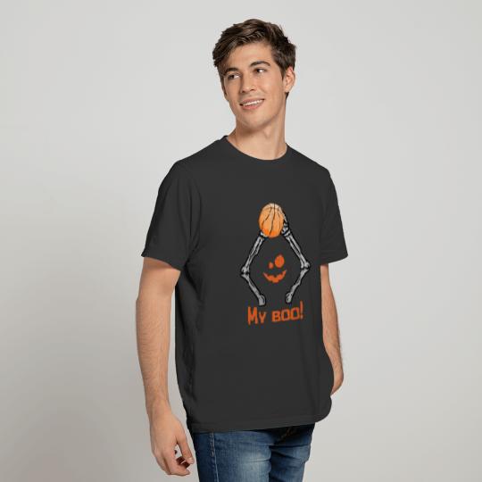 Funny Halloween Basketball Skeleton Pumpkin Gift T-shirt