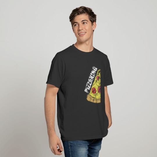 Pizzaking Pizza Slice Used Look Design T-shirt