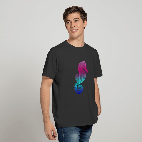 Women's Colorful Sea Horse Print T-shirt