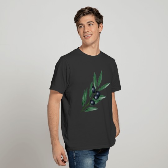 Olive branch with four black olives T-shirt