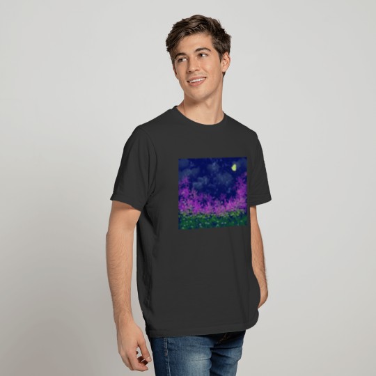 Landscape Scenery Watercolor Purple Meadow at T Shirts