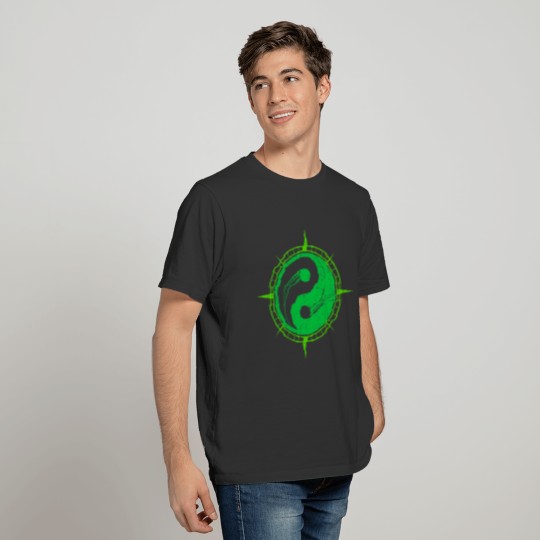 Green Compass Rose Chinese Yin Yang Icon T Shirts