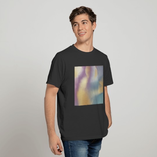 Purple Blue Watercolor Ink Gold Abstract Painting T Shirts