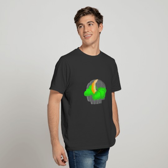 Moon Green Clouds and Gothic Skull T-shirt