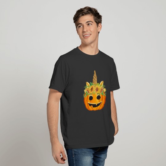 Halloween unicorn pumpkin - girls ladies costume T-shirt