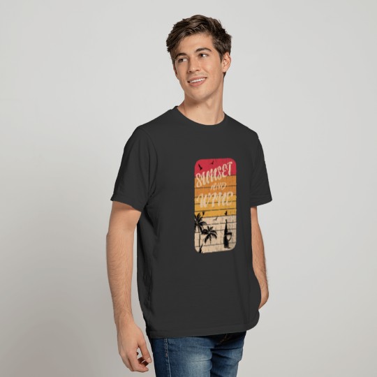 Vintage Sunset And Wine Retro Gift For Wine Lovers T Shirts