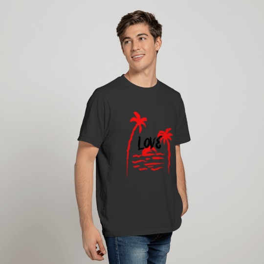 Red love beach T Shirts