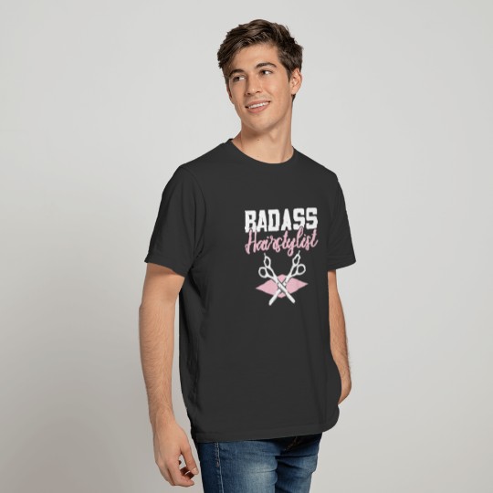 Badass Hairstylist Gift Idea Pink T Shirts