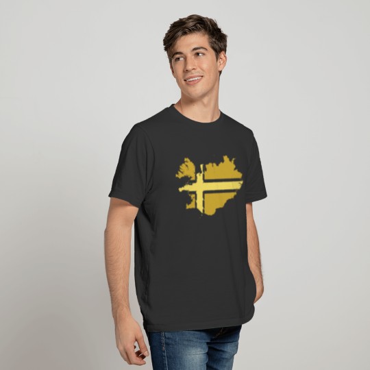 Gold Flag map of Iceland T-shirt