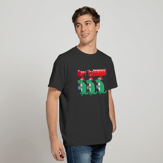 New year illustration with dinosaurs T-shirt