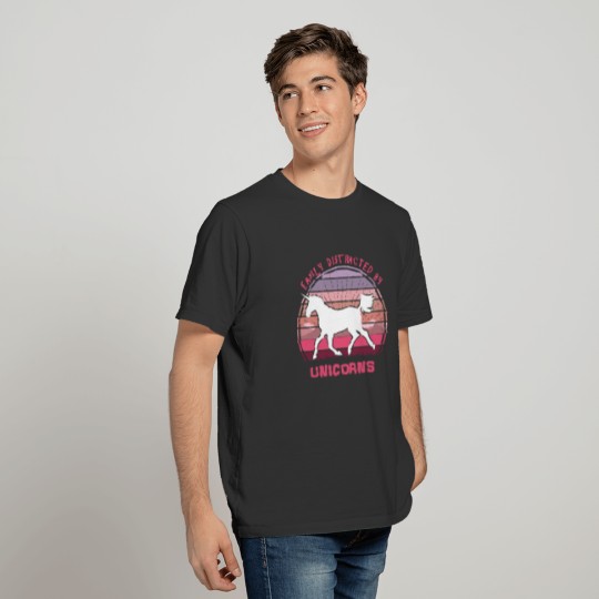 Easily Distracted By Unicorns Pink Sunset T-shirt