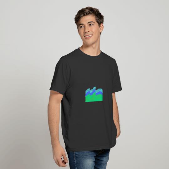 blue green grey water waves T-shirt