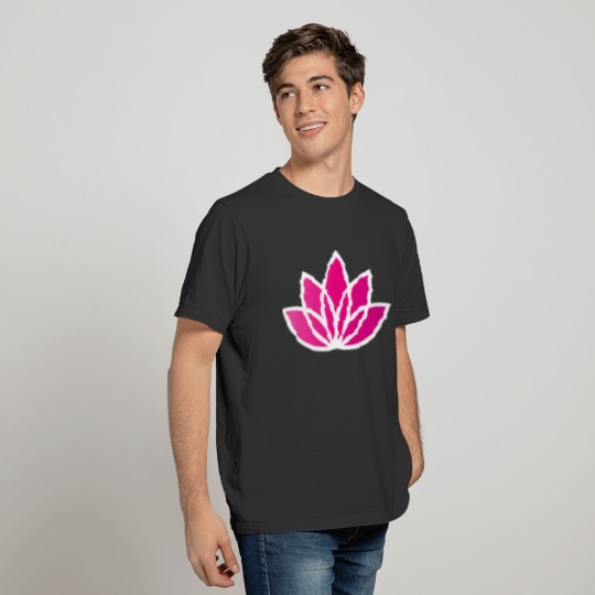 Pink gradient Lotus white contour T Shirts
