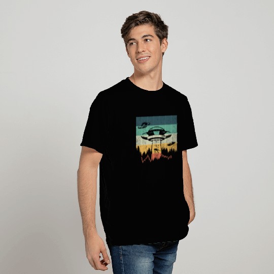 Retro UFO Alien Human Abduction Spaceship T Shirts