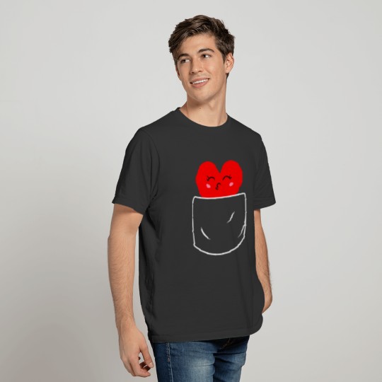 Heart love pocket Valentine's Day kiss T Shirts