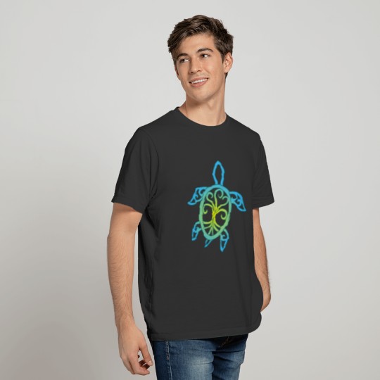 Blue and yellow sea turtle symbol T Shirts