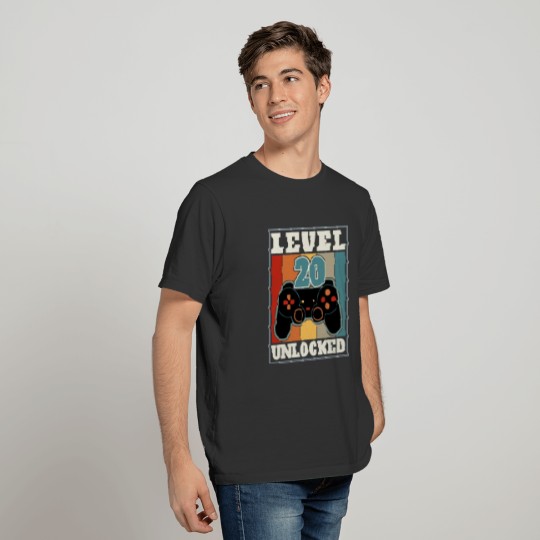 Level 20 Unlocked Funny Video Gamer 20th Birthday T-shirt