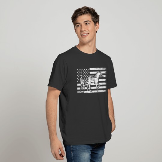 Harness racing american flag, horse harness racing T-shirt