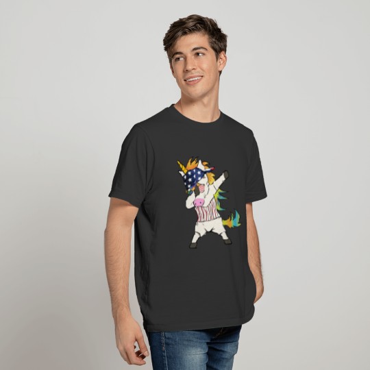 4TH OF JULY PARTY MERICA Funny Dabbing Unicorn T-shirt