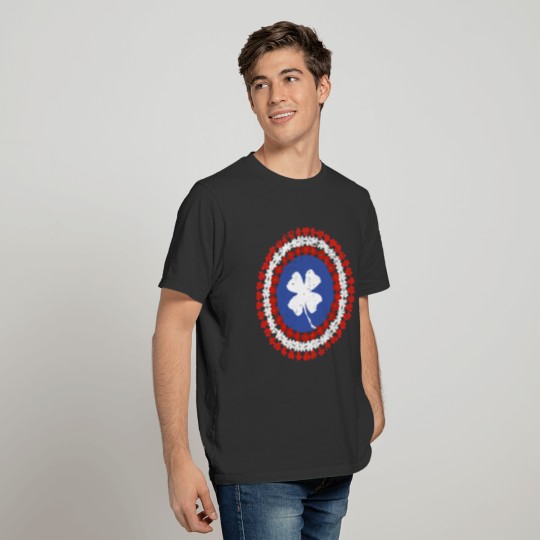 Captain Shamrock funny superhero shield for St Pat T-shirt