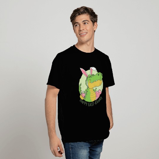Dino Easter greeting funny T-Rex bunny design T Shirts